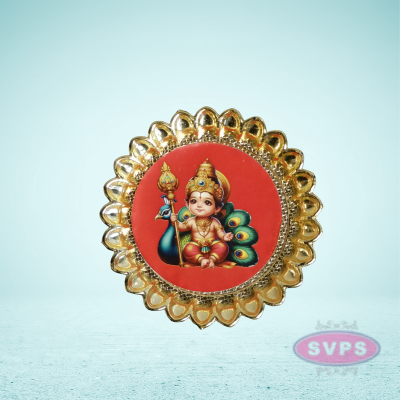 Murugan With Peacock Plate For Return Gifts