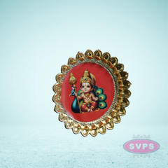 Murugan With Peacock Plate For Return Gifts