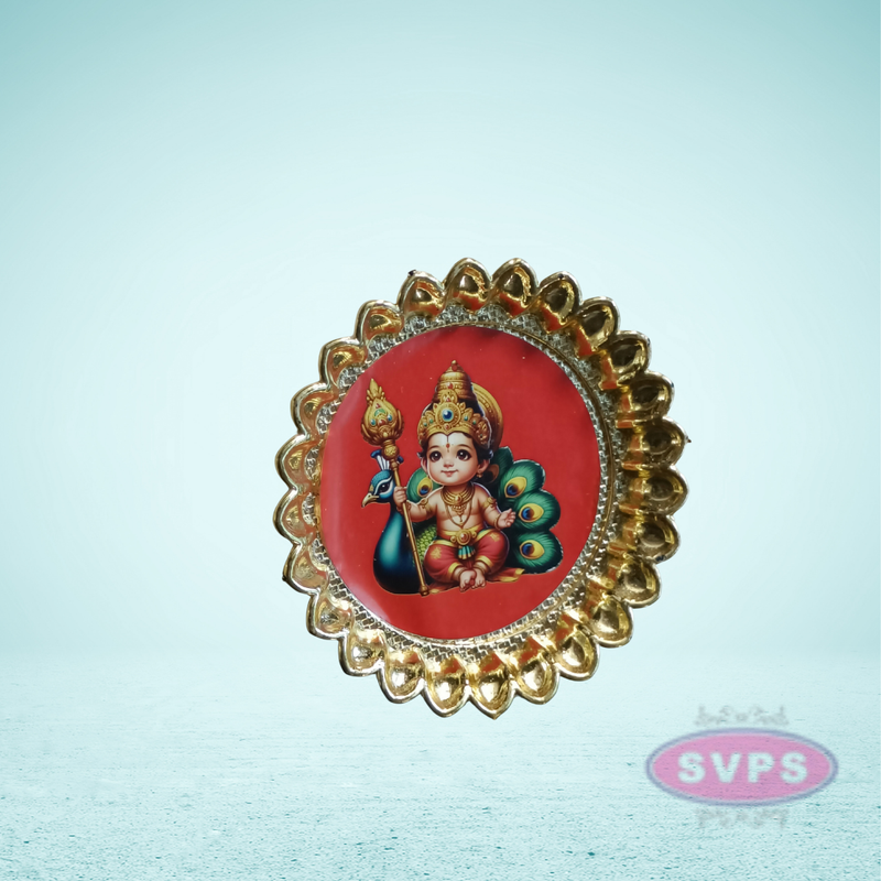 Murugan With Peacock Plate For Return Gifts
