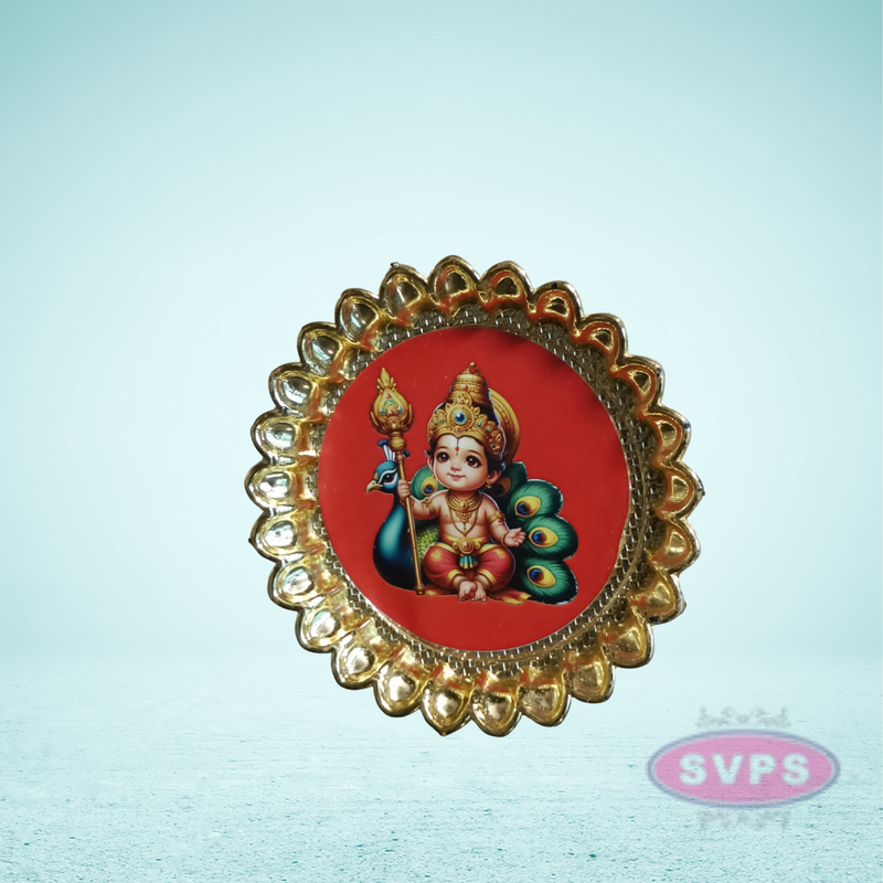 Murugan With Peacock Plate For Return Gifts