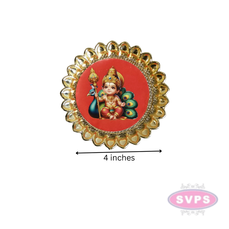 Murugan With Peacock Plate For Return Gifts