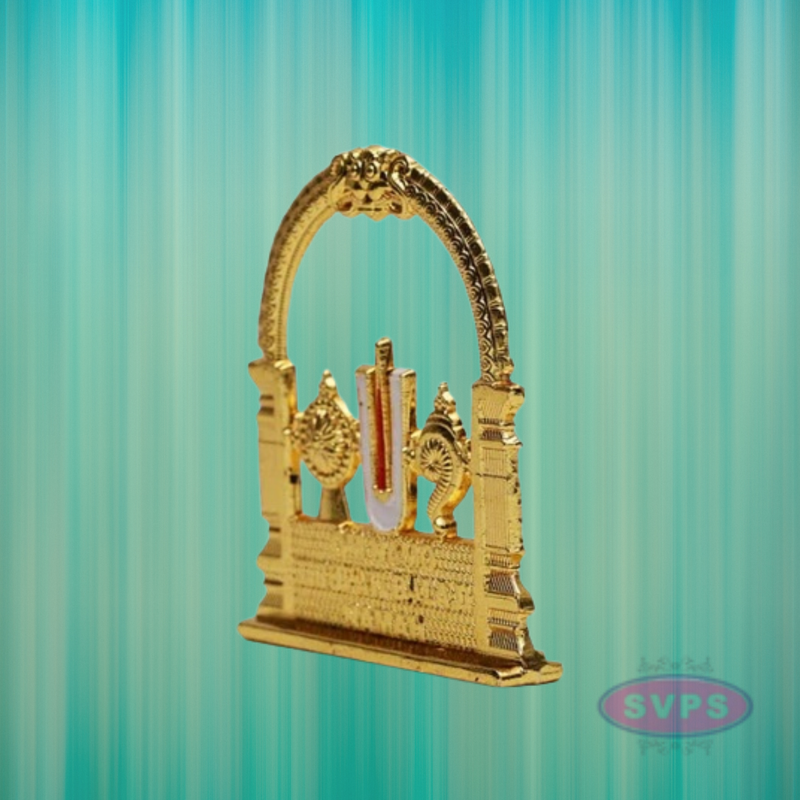 Gold-Plated Lord Venkateswara Namam Arch Idol – Car Dashboard/Pooja Decor