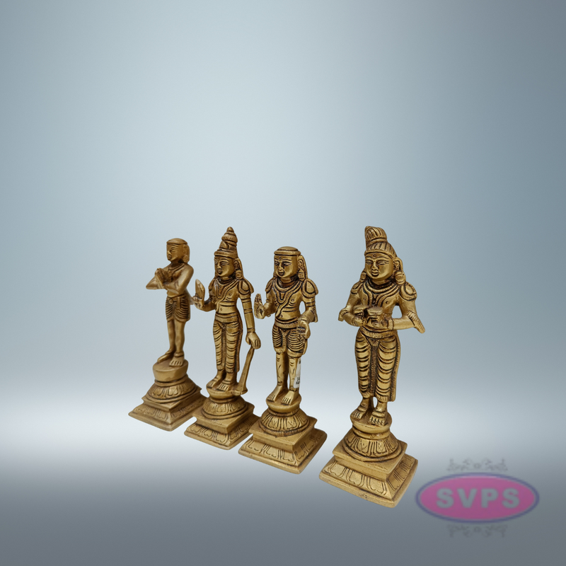 Brass Nalvar Set /  Appar, Sundarar, Manika Vasagar, Sambandar / 5 Inches