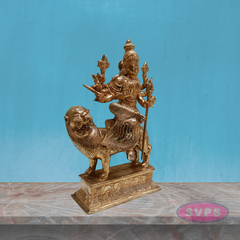 Panchaloha Goddess Durga Maa Seated On Lion Statue