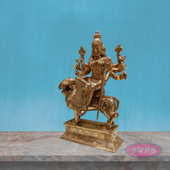 Panchaloha Goddess Durga Maa Seated On Lion Statue