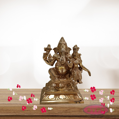 Panchaloham Ganapati Seated with Riddhi Idol