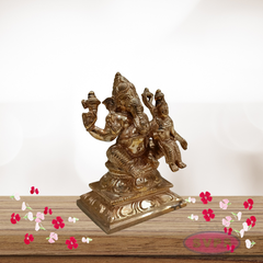 Panchaloham Ganapati Seated with Riddhi Idol