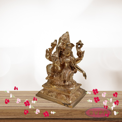 Panchaloham Ganapati Seated with Riddhi Idol