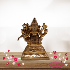 Panchaloham Ganapati Seated with Riddhi Idol