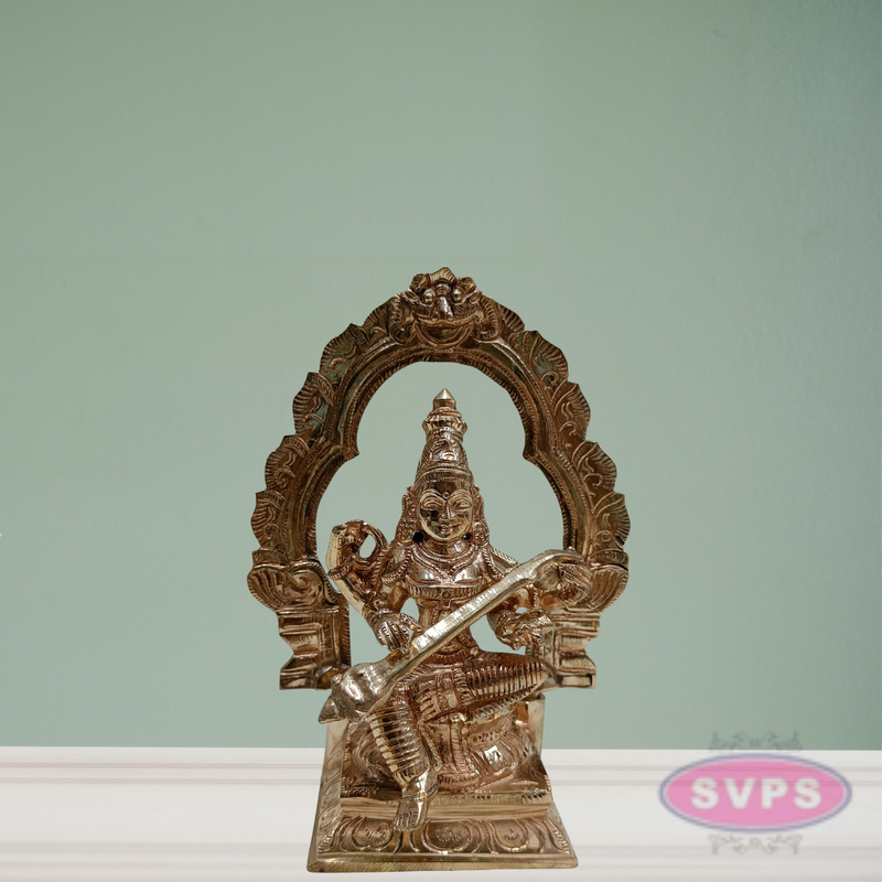 Panchaloham Saraswati Idol With Arch