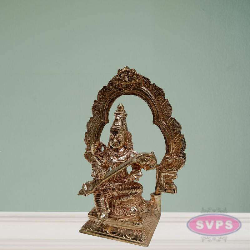 Panchaloham Saraswati Idol With Arch