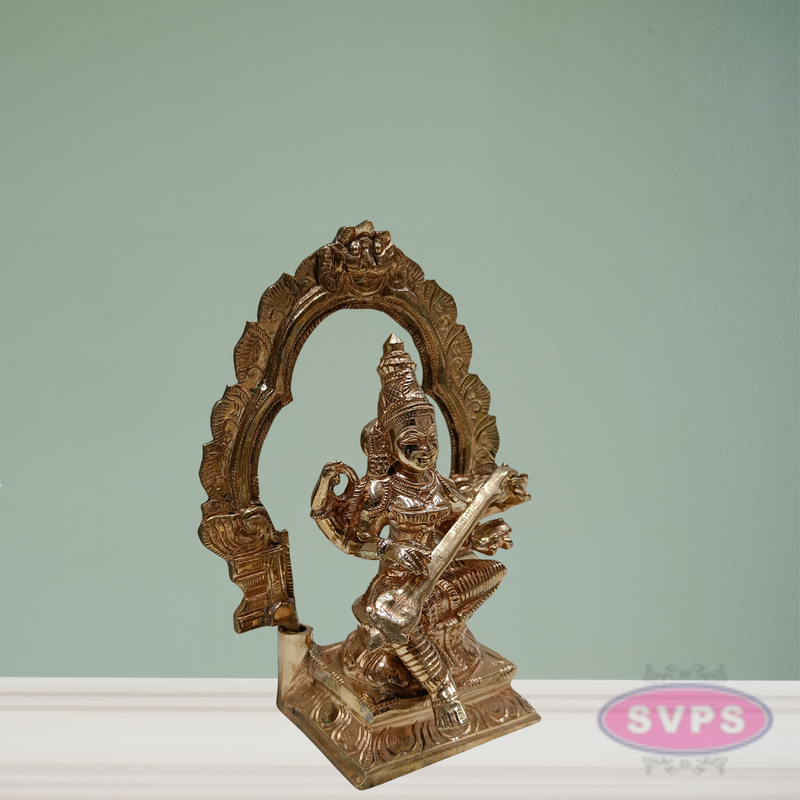 Panchaloham Saraswati Idol With Arch