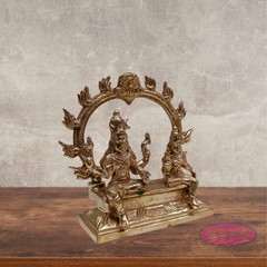 Panchaloham Shiva Parvati With Arch / 5 Inches