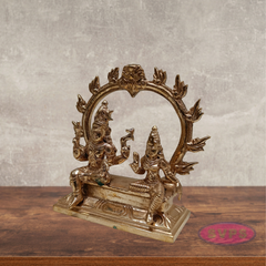 Panchaloham Shiva Parvati With Arch / 5 Inches