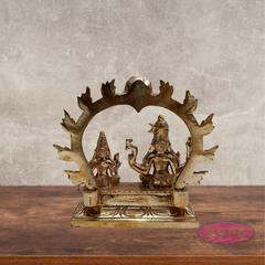 Panchaloham Shiva Parvati With Arch / 5 Inches