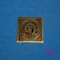 Peacock Design Wooden Meenakari Manai / Pooja Chowki