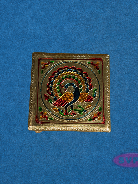 Peacock Design Wooden Meenakari Manai / Pooja Chowki