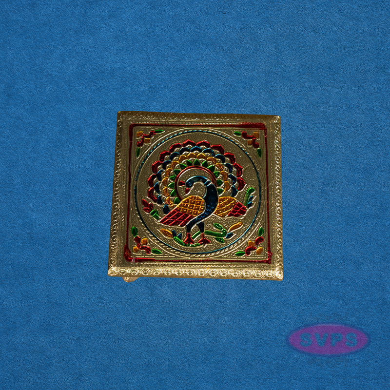 Peacock Design Wooden Meenakari Manai / Pooja Chowki