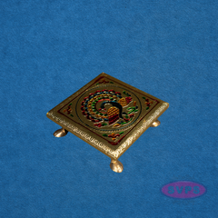 Peacock Design Wooden Meenakari Manai / Pooja Chowki