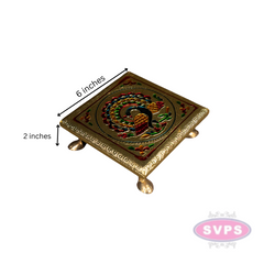 Peacock Design Wooden Meenakari Manai / Pooja Chowki
