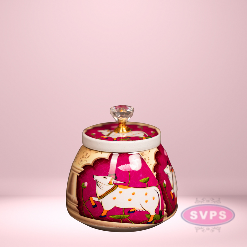 Pichwai Cow Design Nuts Jar