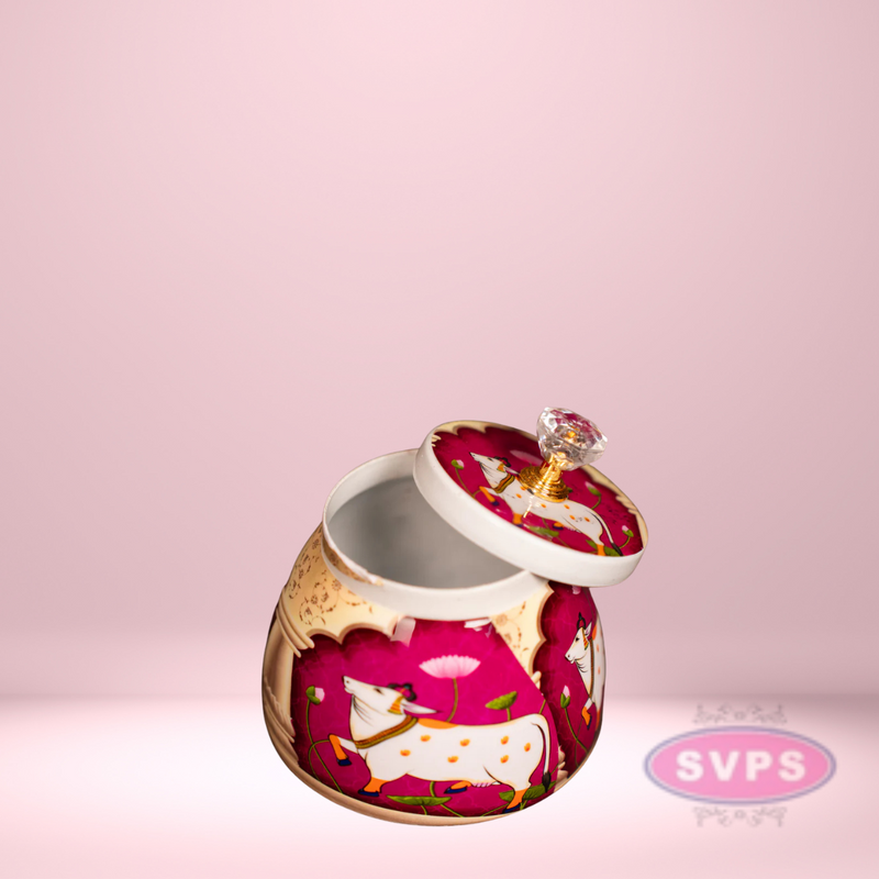 Pichwai Cow Design Nuts Jar