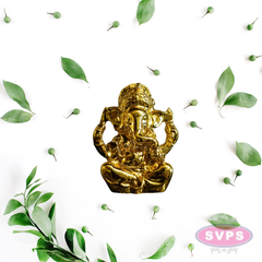 Resin Ganesha Gold Coated Statue / Car Dashboard / Office Desk