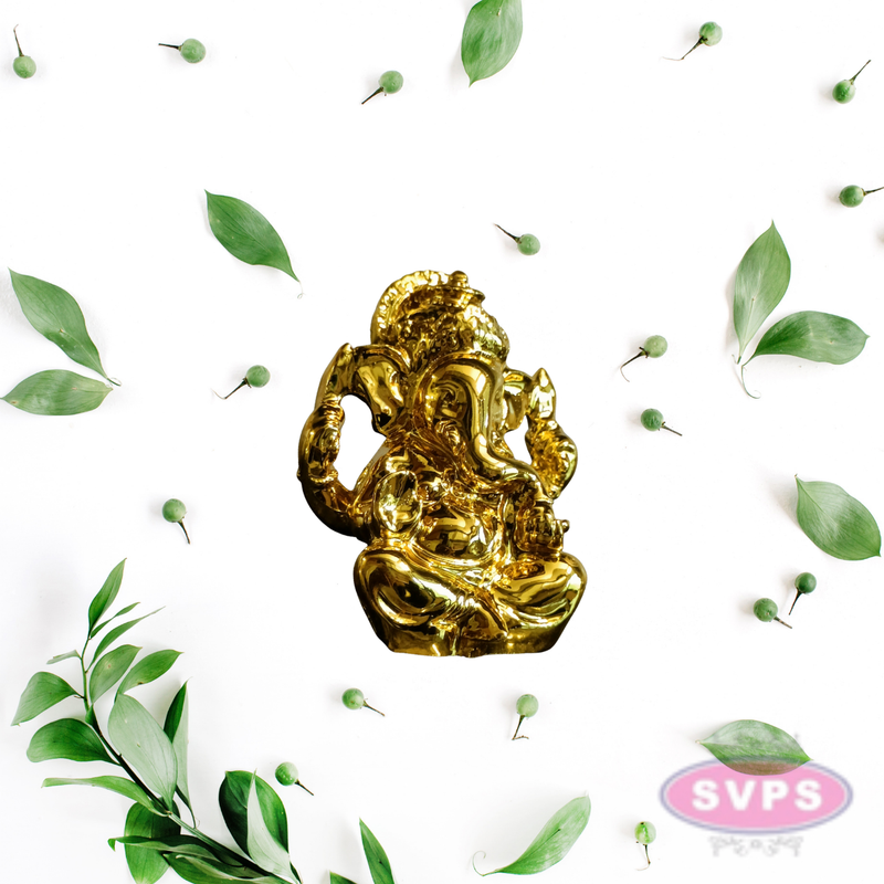 Resin Ganesha Gold Coated Statue / Car Dashboard / Office Desk