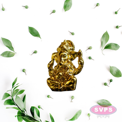 Resin Ganesha Gold Coated Statue / Car Dashboard / Office Desk