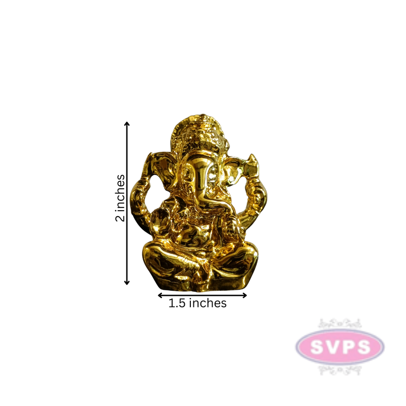 Resin Ganesha Gold Coated Statue / Car Dashboard / Office Desk