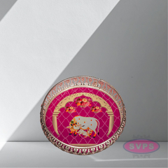 Round Shape German Silver Cow And Calf Tray