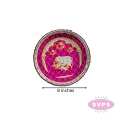 Round Shape German Silver Cow And Calf Tray