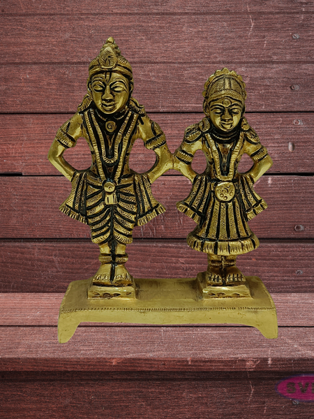 Brass Vitthal Rukmani Idol of God Vitthal Rukhmai Decorative -2 Variant