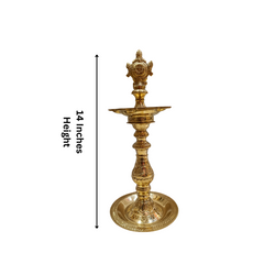 Traditional Brass Shankh Chakra Kuthu Vilakku | Antique Finish Deepam for Pooja & Home Décor