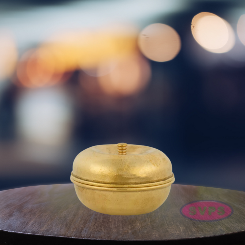 Small Brass Apple Shape Kumkum / Sindoor Box