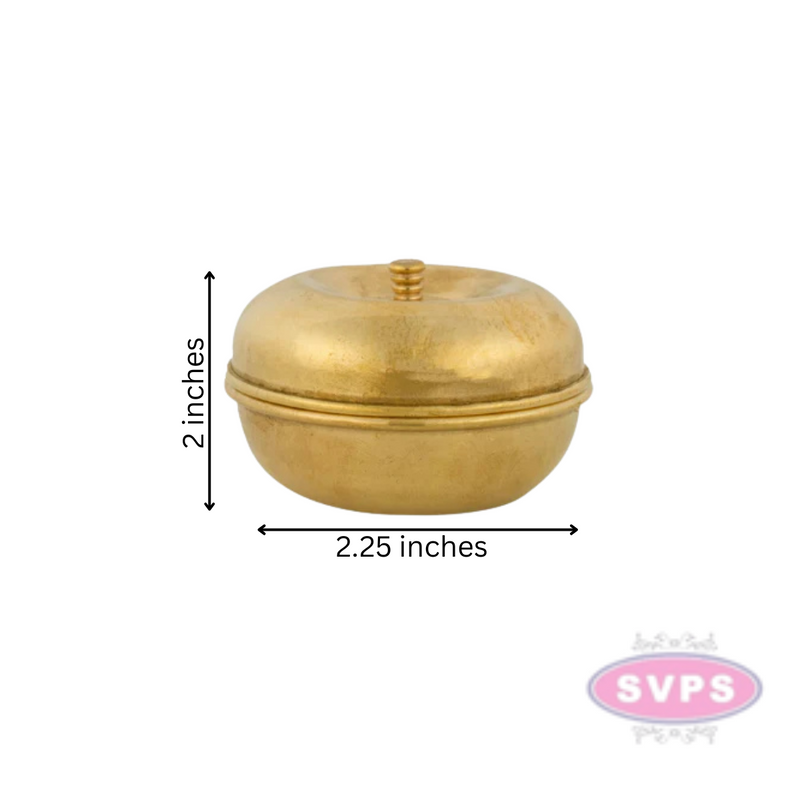 Small Brass Apple Shape Kumkum / Sindoor Box