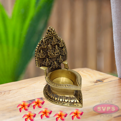 Traditional Brass Ashtalakshmi Diya For Puja