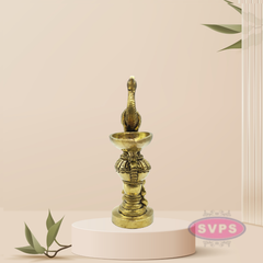 Traditional Brass Peacock Decorative Diya / Antique Deepak Design Table Decor