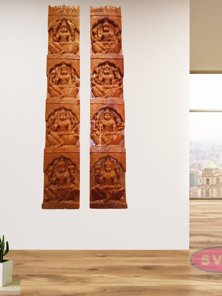 Wooden Gajalakshmi Wall Panal / Vertical