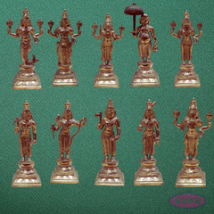 Traditional Panchalogam Dasavatharam Idol Set – Ten Divine Forms of Lord Vishnu