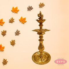 Traditional Brass Ganesha Deepam | Antique Finish Kuthu Vilakku for Pooja & Home Décor