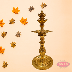 Traditional Brass Ganesha Deepam | Antique Finish Kuthu Vilakku for Pooja & Home Décor