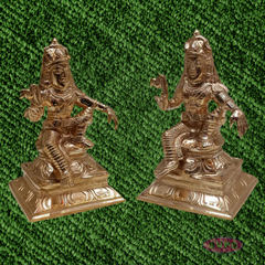 Traditional Handcrafted Panchalogham Iyappan Family Set – Lord Iyappan with Poorna and Pushkala Devi Idols