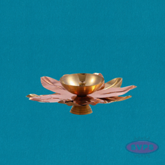 Handcrafted Brass & Copper Lotus Diya – Decorative Flower Shaped Oil Lamp for Pooja and Home Décor