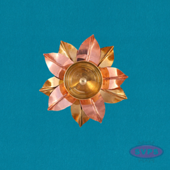 Handcrafted Brass & Copper Lotus Diya – Decorative Flower Shaped Oil Lamp for Pooja and Home Décor