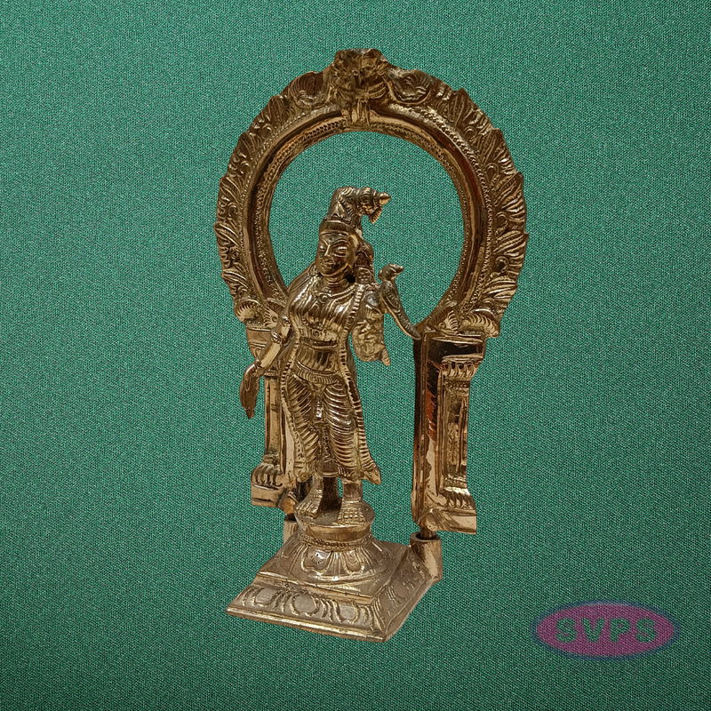 Panchalogam Andal Statue with Prabhavali – Traditional Antique Finish Idol