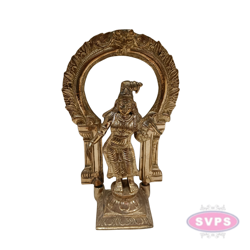 Panchalogam Andal Statue with Prabhavali – Traditional Antique Finish Idol