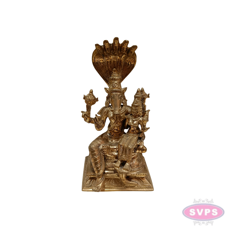 Varaha Lakshmi Panchaloha Idol – Lord Vishnu Varaha Avatar with Goddess Lakshmi under Sheshnag, Antique Finish