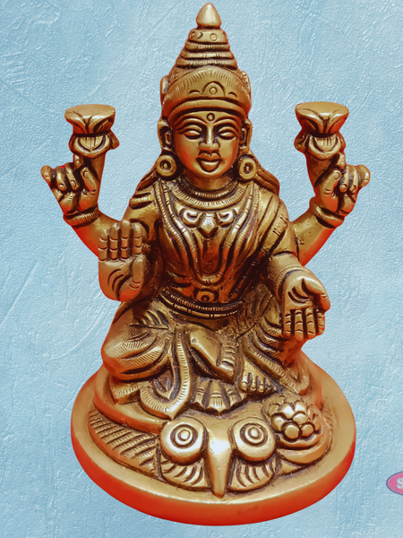 Brass Lakshmi Idol With Owl