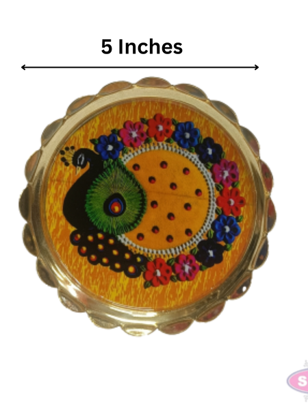 Brass Peacock Lotus Stand | Decorative Brass Lotus Stand for Pooja Room, Home Temple & Office | 5 Inch